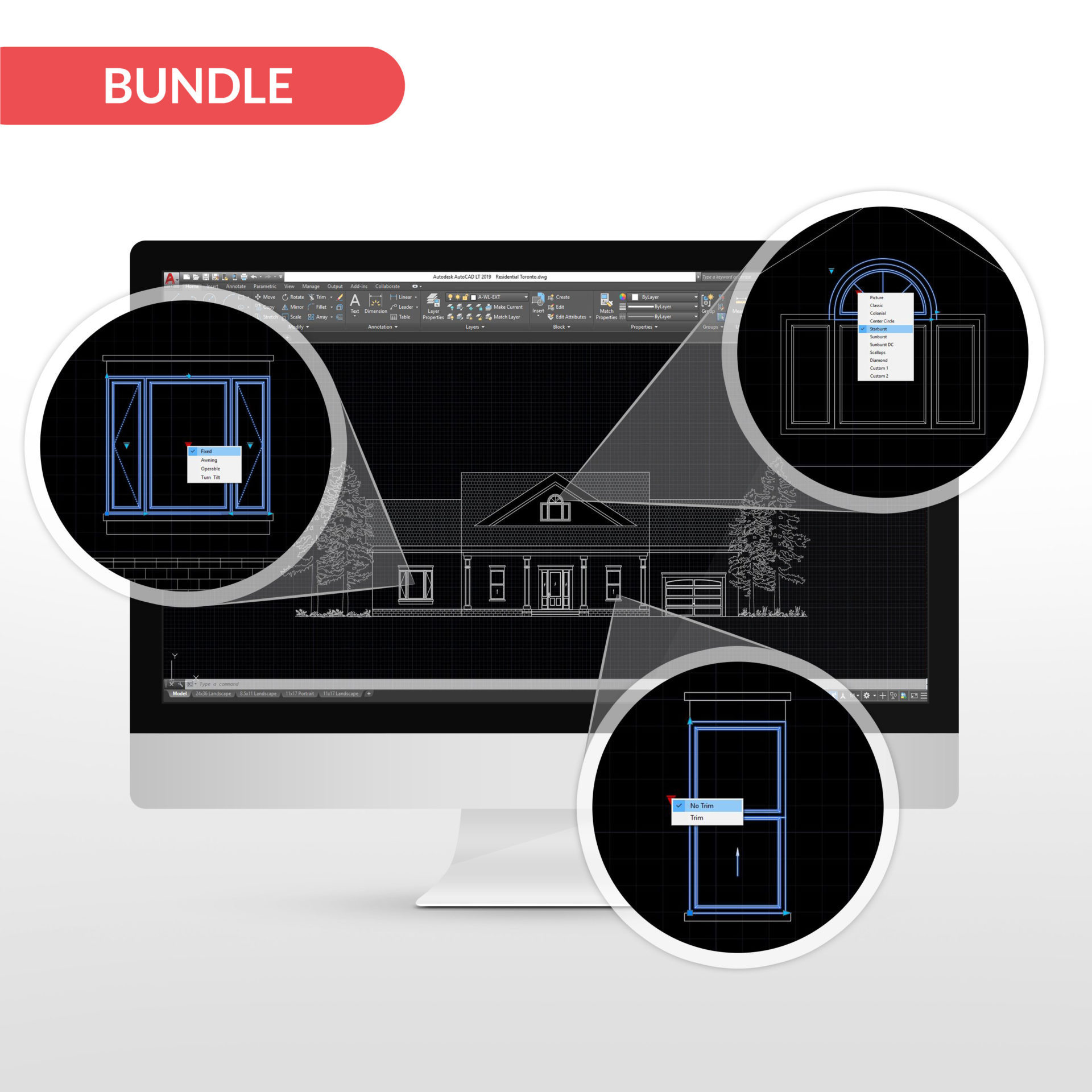Window Package Bundle for AutoCAD