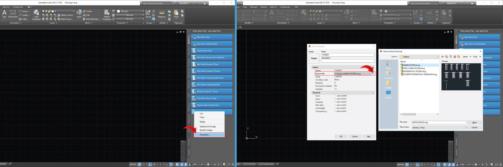 Changing the path of a source file in AutoCAD Tool Palette