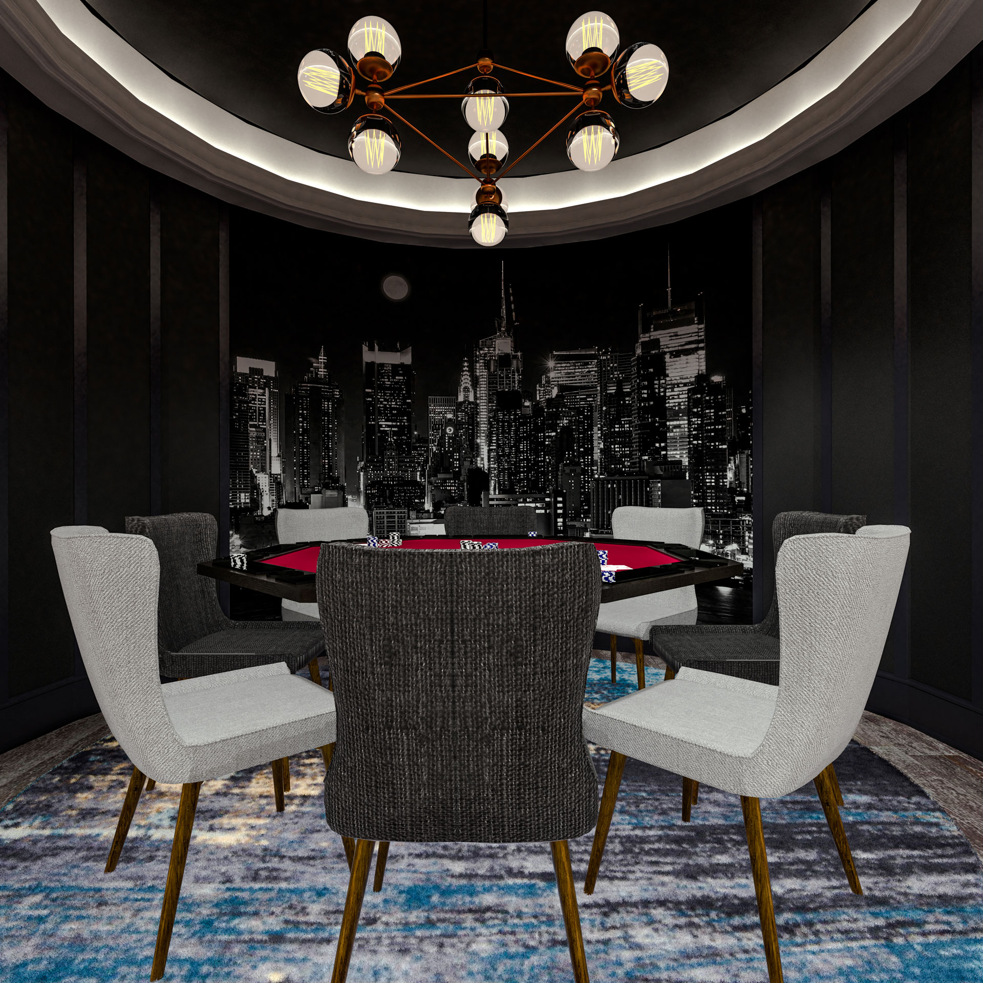 Kleinburg Residence - Poker area design. Image © Unfold Creative Studio Ltd.