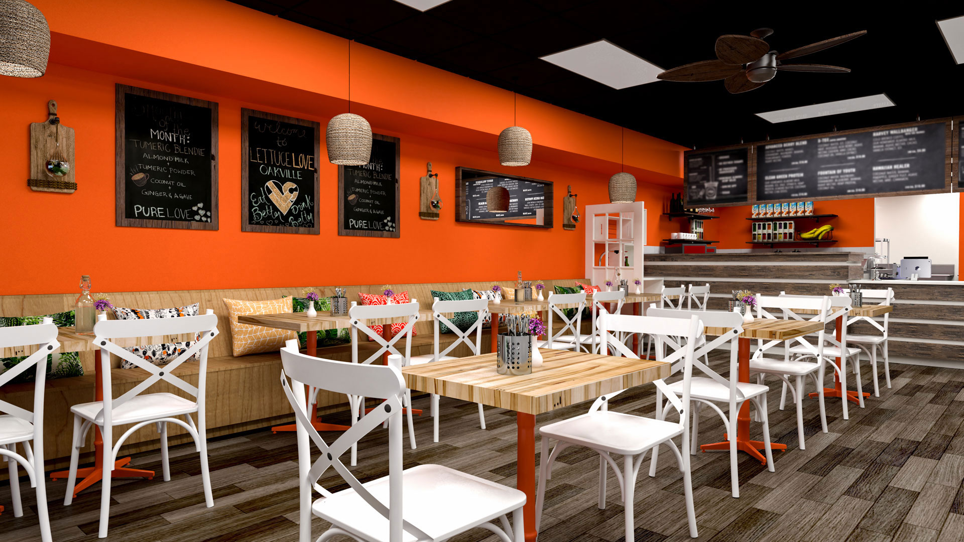 Lettuce Love Cafe Oakville - 3D rendering by Unfold Creative Studio Ltd.