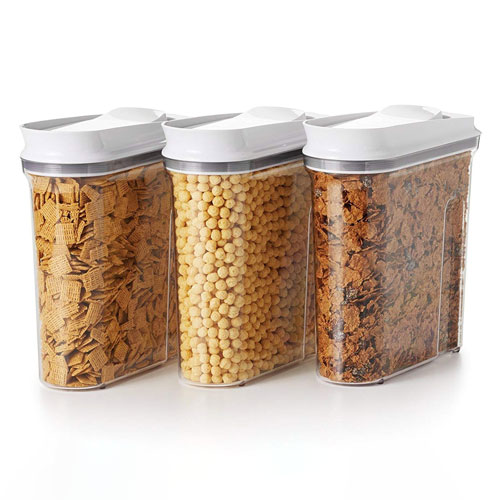 OXO Good Grips 3-Piece Airtight POP Cereal Dispenser Set,Clear,3 Piece Cereal Set