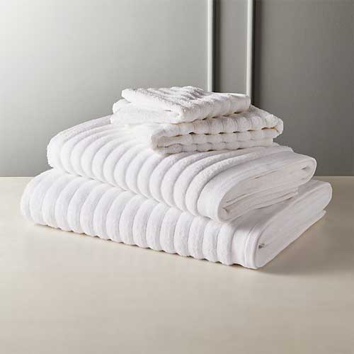 CB2 Channel white cotton bath towels