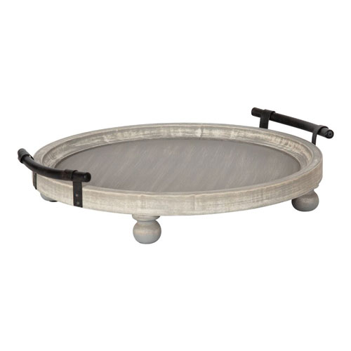 Lucia Round Wooden Footed Coffee Table Tray