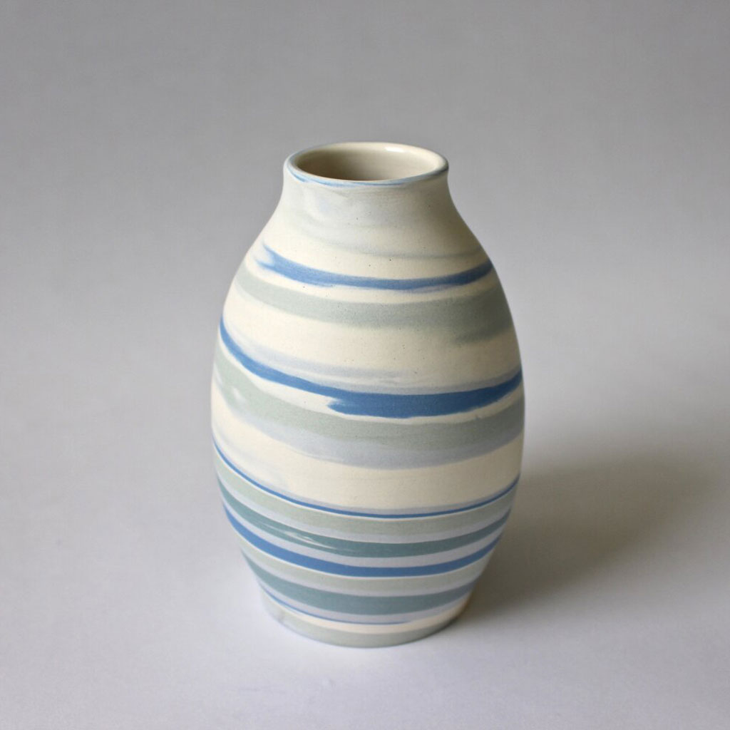 Annika Hoef Ceramics Small Marbled Porcelain Vase, Raw Clay Outer