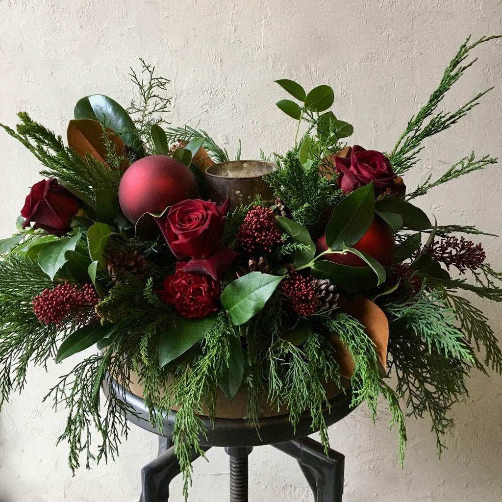 Botany Floral Studio Ruby Red Holiday Centerpiece
