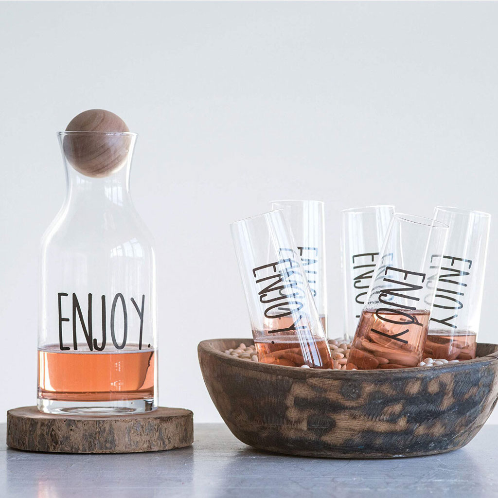 Maggie + Dix Glass Decanter with Wood Stopper