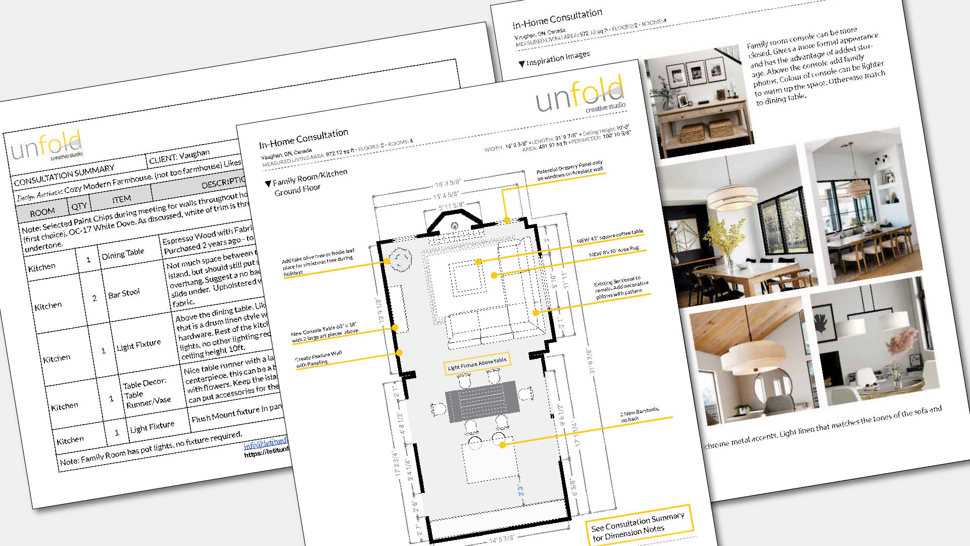 Image of an example of Unfold Creative Studio In-Home Consultation Notes