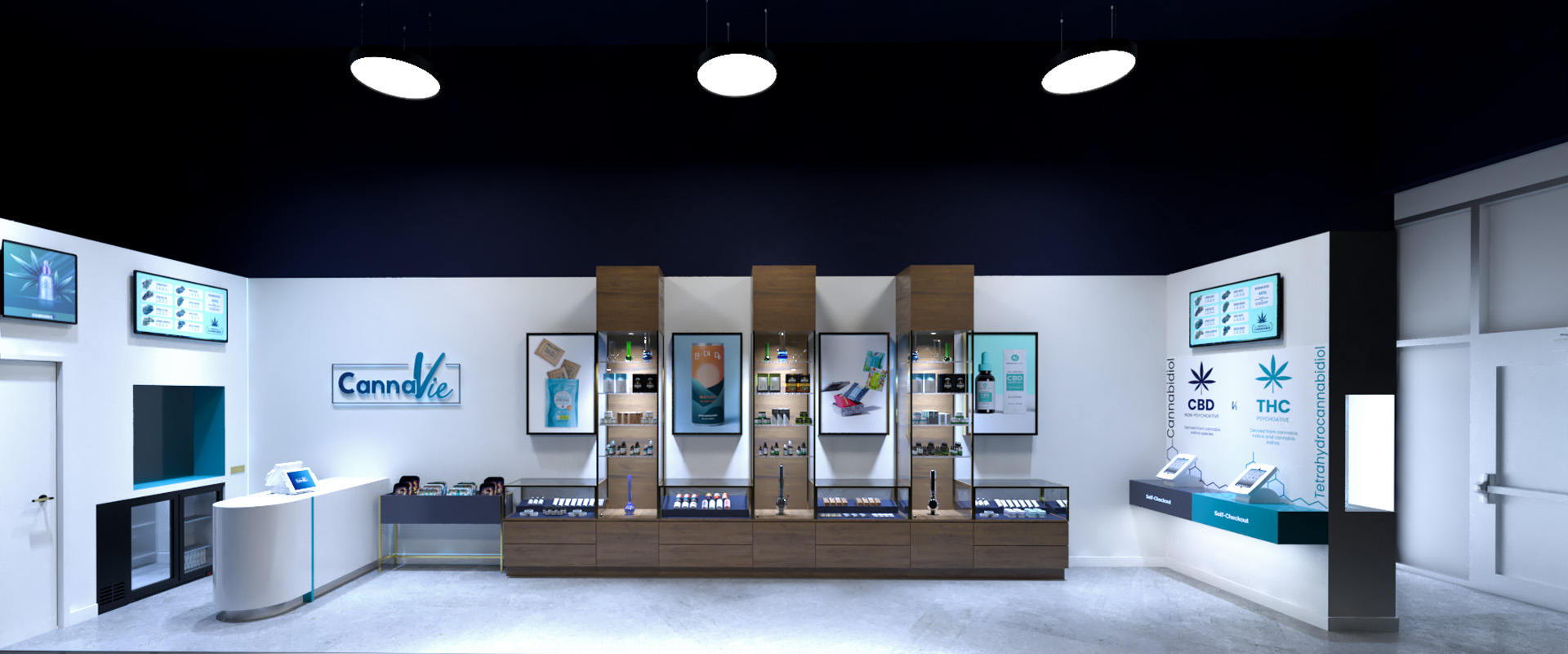 Elevation rendering of CannaVie Toronto Cannabis Store Retail Design